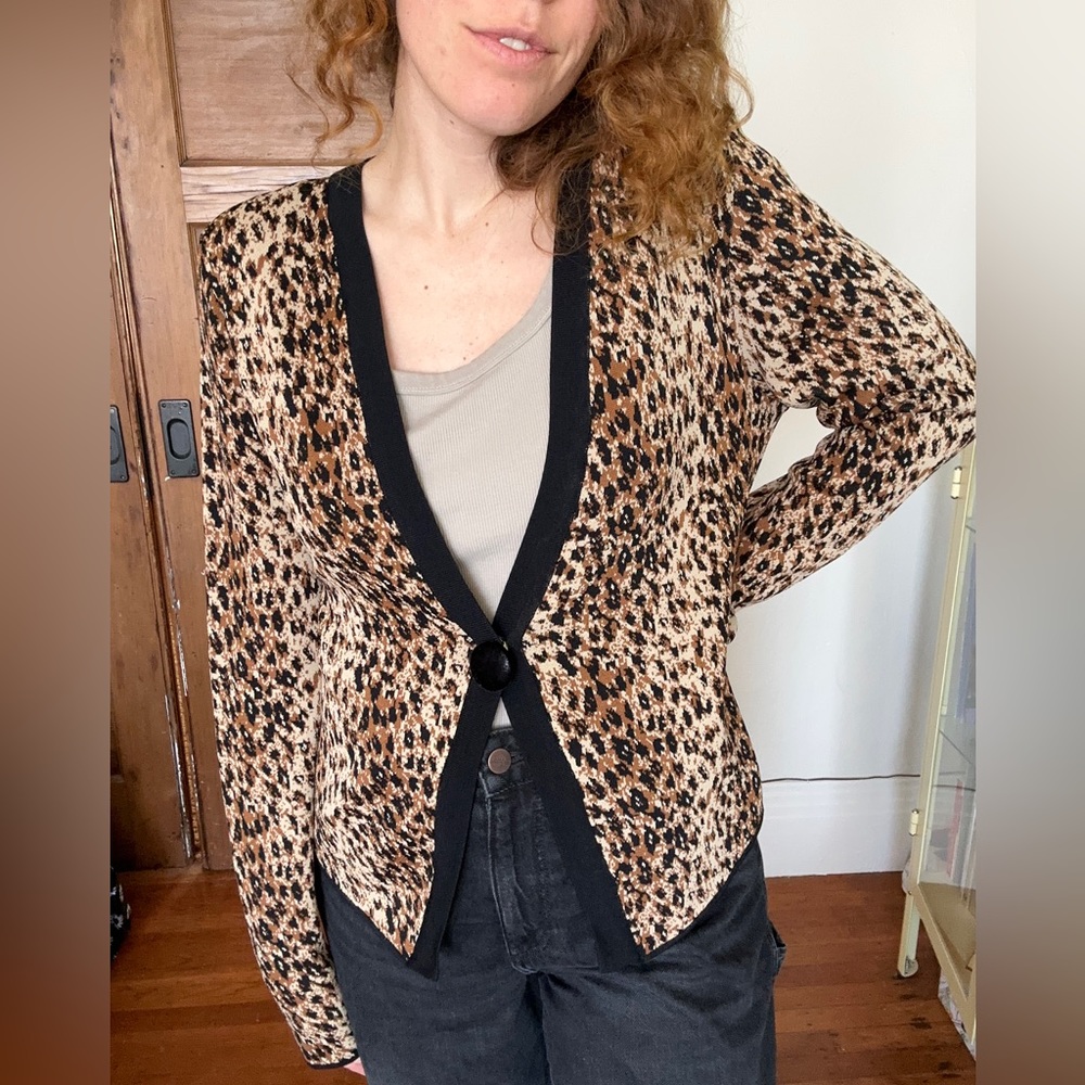 Adrienne Vittadini Cheetah cardigan sweater